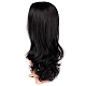 長いウェーブの巻き毛のかつら  中部合成かつら  耐熱高温繊維  女性のために  ブラック  23.62インチ（60cm） OHAR-I019-08-4