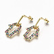Brass Micro Pave Cubic Zirconia Dangle Stud Earrings EJEW-S208-135A-NF-2