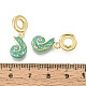 Латунные бирюзовые эмалевые европейские подвески-шармы KK-N271-41G-02-3