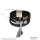 Fashion Zinc Alloy Leather Cord Multi-strand Bracelets BJEW-BB26637-1-3