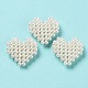 プラスチック製の模造真珠織りビーズ  ハート  ホワイトスモーク  23x23.5x7.5mm KY-G028-01-1