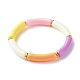 Candy Color Acrylic Curved Tube Beads Stretch Bracelet for Girl Women BJEW-JB07296-1
