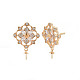Brass Micro Pave Clear Cubic Zirconia Stud Earring Findings KK-S356-618-NF-2