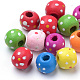Spray Painted Natural Wood European Beads WOOD-S038-25-LF-1