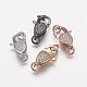 Brass Micro Pave Grade AAA Cubic Zirconia Lobster Claw Clasps ZIRC-K059-01-NR-1