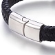 Pulseras de cordón trenzado de cuero BJEW-E350-07A-3