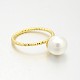 Brass Acrylic Pearl Finger Rings for Wedding Jewelry RJEW-J061-G-2