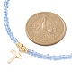 Halskette mit Anhänger aus Messing und Ketten aus Glasperlen für Damen NJEW-JN04429-5