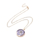 Dry Pressed Real Flower Resin Pendant Necklace NJEW-G088-01KCG-01-3