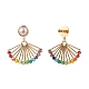 Fan Shape Glass Beads Dangle Stud Earrings for Girl Women X1-EJEW-TA00012-4
