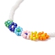 Glass Seed Braided Flower Beaded Necklaces for Women NJEW-JN03947-4