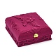 バラの花柄ベルベットジュエリーセットボックス  ネックレス＆イヤリングボックス  布とプラスチック製  長方形  赤ミディアム紫  8.6x9.3x3.8cm VBOX-O003-04-2