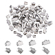 DICOSMETIC 240pcs 4 Sizes 304 Stainless Steel Ribbon Crimp Ends Rectangle Clamp Crimps Fastener Ribbon End Findings with Loop for Jewelry Making STAS-DC0004-25-1