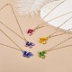 5Pcs 5 Colors Glass Seed Braided Butterfly Pendant Necklaces Set NJEW-JN04046-2