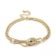 Bracelet à maillons léopard en zircone cubique chaînes gourmettes en laiton pour femmes BJEW-G664-01G-04-1