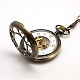 Steampunk Jewelry Hollow Alloy Flat Round Pendant Mechanical Pocket Watches WACH-M035-05AB-3