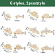 GOMAKERER 12Pcs 6 Styles Brass Pave Clear Cubic Zirconia Connector Charms KK-GO0001-33-2