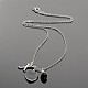 Silver Tone Brass Druzy Resin Flat Round Pendant Necklaces NJEW-JN01165-02-2