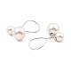 Orecchini pendenti rotondi con perle di conchiglia EJEW-Z024-07P-2