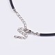 PU Leather Cord Natural Mixed Stone Pendant Necklaces NJEW-I219-03-4