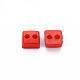 2つ穴プラスチックボタン  正方形  ミックスカラー  5.5x5.5x2.5mm  穴：1.5mm BUTT-N018-025-2