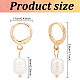 FIBLOOM 2 Pairs 2 Colors Plastic Imitaion Pearl Beaded Dangle Leverback Earrings EJEW-FI0001-03-2