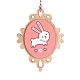 Ovale en bois thème pâques avec décoration pendentif lapin PW-WG77347-01-1