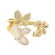 Butterfly Real 18K Gold Plated Cuff Rings for Girl Women Gift ZIRC-C021-14G-1