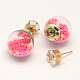 Girl's Double Sided Glass Ball Stud Earrings X-EJEW-R104-09I-1