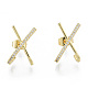 Letter X Brass Clear Cubic Zirconia Stud Earrings for Women EJEW-N011-97-2