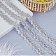 Gorgecraft 13m メタリック編組レーストリム  スパンコール付きの花の装飾的なリボン  クラフト縫製用  服飾材料  銀  25x1.5mm  約14.22ヤード（13m）/カード SRIB-WH0011-062A-3