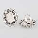 Vintage Adjustable Iron Finger Ring Components Alloy Flower Cabochon Bezel Settings X-PALLOY-O039-07AS-1