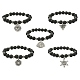 Bracelet extensible en perles de lave naturelle avec breloques en alliage BJEW-JB09477-1