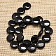 Flat Round Natural Black Onyx Beads Strands G-I106-14-2