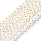 手作りミッレフィオーリガラスビーズ連売り  花  ホワイト  6.4~9x3.2mm  穴：1mm  約56個/連  15.75''（40センチメートル） LAMP-J035-8mm-23-1