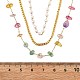 Женские однослойные ожерелья из нержавеющей стали 304 с разноцветной крошкой натурального камня и искусственным жемчугом NJEW-Z061-07G-5