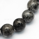 Natürliche runde Perlenstränge aus Larvikit, 8.5 mm, Bohrung: 1.2 mm, ca. 47 Stk. / Strang, 15.5 Zoll