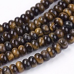 Pierre gemme naturelle pierre d'oeil de tigre rondelle perles, café, 8x5mm, Trou: 1mm, Environ 60~65 pcs/chapelet, 15.7 pouce