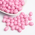 Perles acryliques opaques, ovale, rose, 12x9mm, Trou: 2mm, environ 820 pcs/500 g