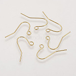 Jewelry Findings, Iron Earring Hooks, Ear Wire, with Horizontal Loop, Nickel Free, Golden, 12x17mm