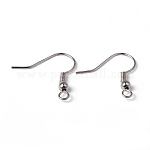Brass Earring Hooks, Ear Wire, with Horizontal Loop, Nickel Free, Platinum, 17~19x16~18x0.8mm, 20 Gauge, Hole: 2mm