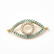 Подвески-коннекторы из латунного микропаве небесно-голубого цвета и прозрачных кубических цирконий KK-H529-05B-G01