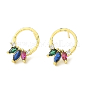 Латунные серьги-гвоздики в форме колец EJEW-L270-16G