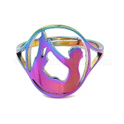 Ion Plating(IP) 304 Stainless Steel Yoga Adjustable Ring for Women RJEW-M149-27RC