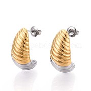 Двухцветные серьги-гвоздики из нержавеющей стали 304 EJEW-N059-15GP