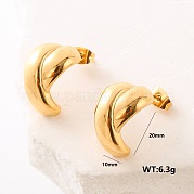 Серьги-гвоздики из нержавеющей стали в форме буквы С UH4188-7