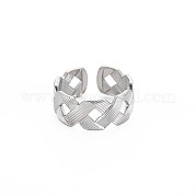 304 Stainless Steel Hollow Open Cuff Ring for Women RJEW-S405-238P