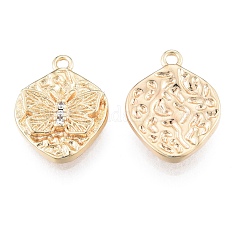 Brass Micro Pave Clear Cubic Zirconia Charms KK-N216-583LG