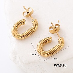 Orecchini a bottone ovali in acciaio inossidabile, oro, 15x10mm