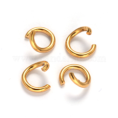 Anillos de salto abiertos de acero inoxidable 304 con recubrimiento iónico (IP), redondo, real 18k chapado en oro, 22 diámetro, 3.5x0.6mm, diámetro interior: 2.3 mm